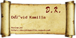 Dávid Kamilla névjegykártya